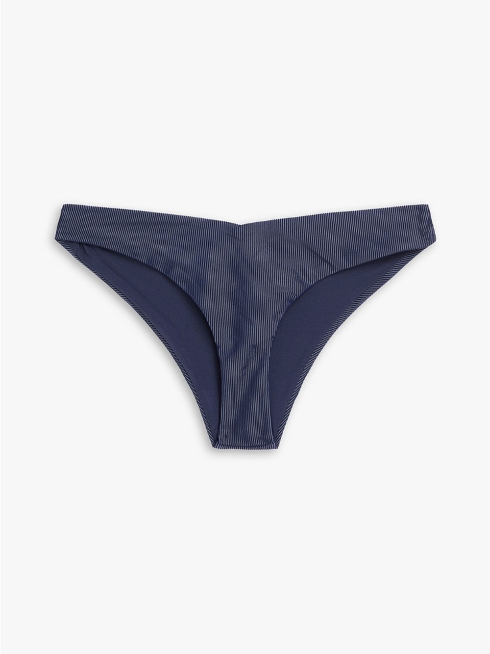 NWT Onia ‘Chiara’ Two-Tone Ribbed Low-Rise Bikini Briefs in “Deep Navy/White” M